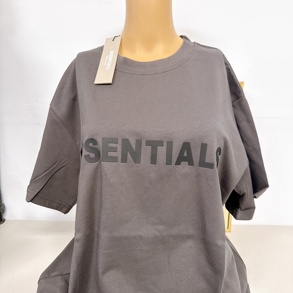 Fear of God Essentials Dark Gray Charcoal Logo Tee Oversized L